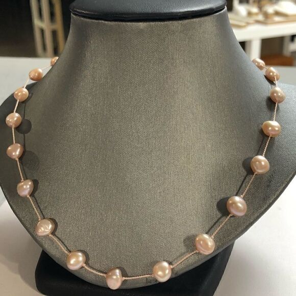 Honora Pink Pearl Necklace on Cord 925 Sterling Silver - Picture 1 of 3